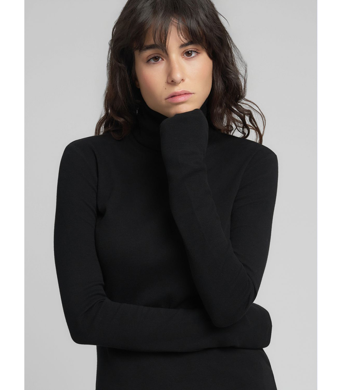 スリムフィット・ハイネックロングTシャツ 詳細画像 ブラック 5